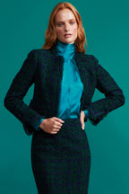 Tie-Neck Silk Satin Blouse in Emerald - Denisa