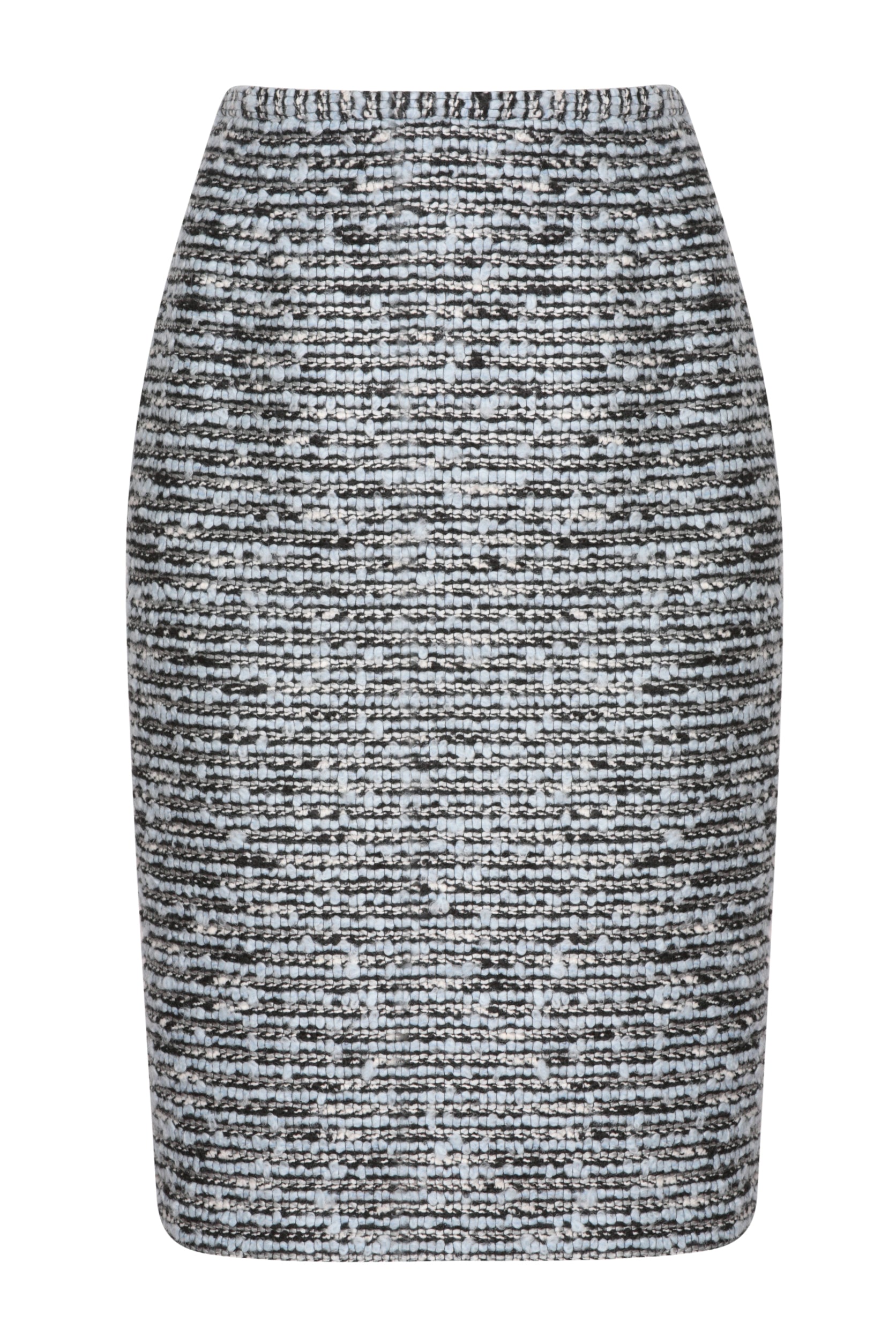 Pencil Tweed Skirt in Blue Grey Tweed Penny