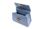 Fonteyn Mignon Orinoco 'Croc' Print Calf Leather Handbag - Bluebell/Gold