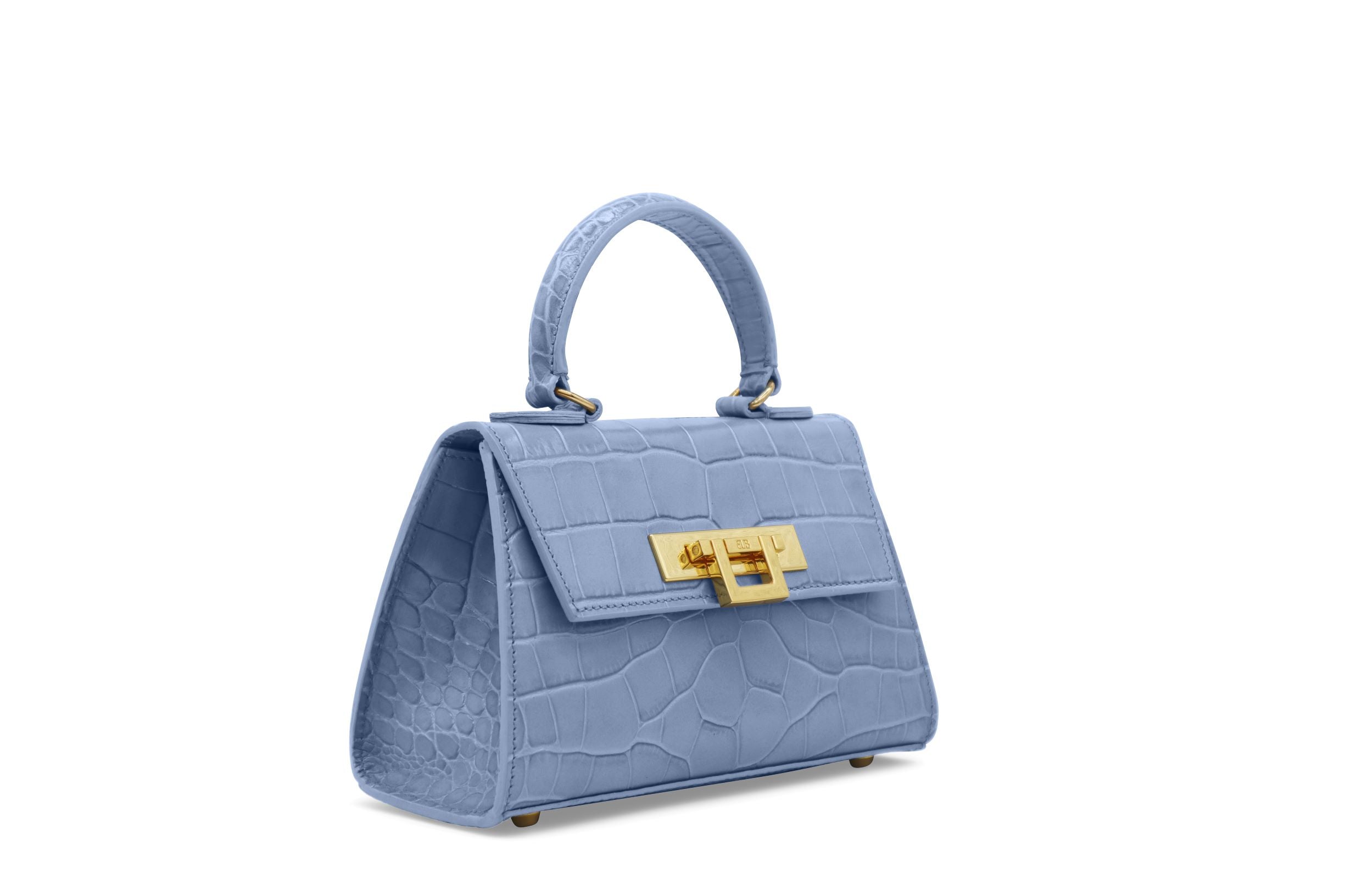 Fonteyn Mignon Orinoco &#39;Croc&#39; Print Calf Leather Handbag - Bluebell/Gold