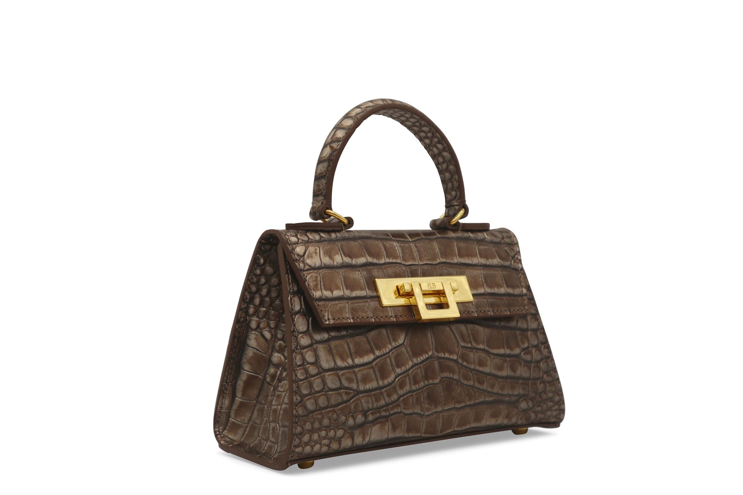 Fonteyn Mignon Orinoco &#39;Croc&#39; Print Calf Leather Handbag - Bronze