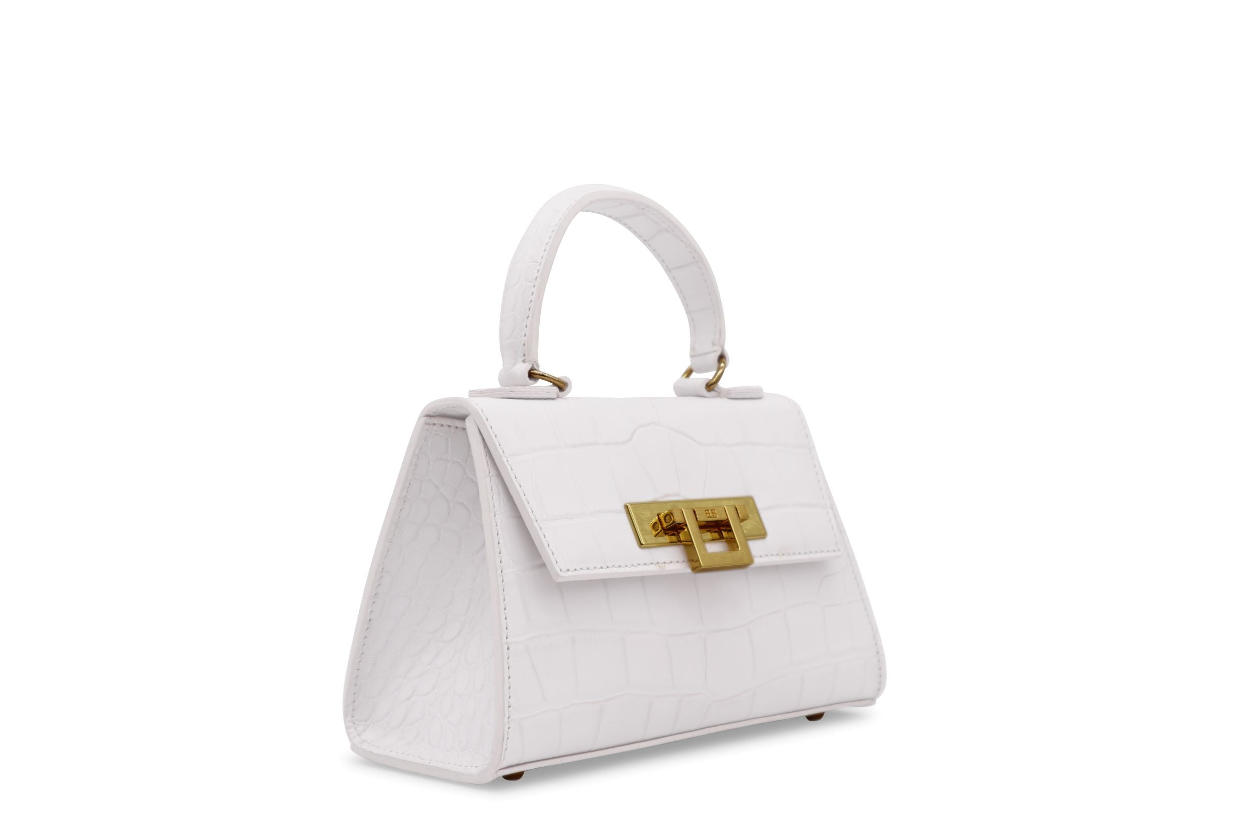 Fonteyn Mignon Orinoco &#39;Croc&#39; Print Calf Leather Handbag - White