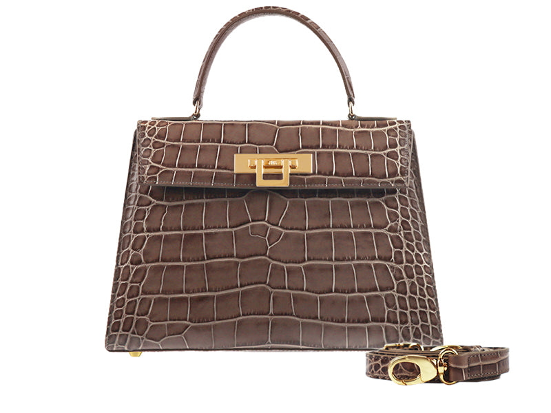 Fonteyn Large Orinoco &#39;Croc&#39; Print Calf Leather Handbag - Taupe