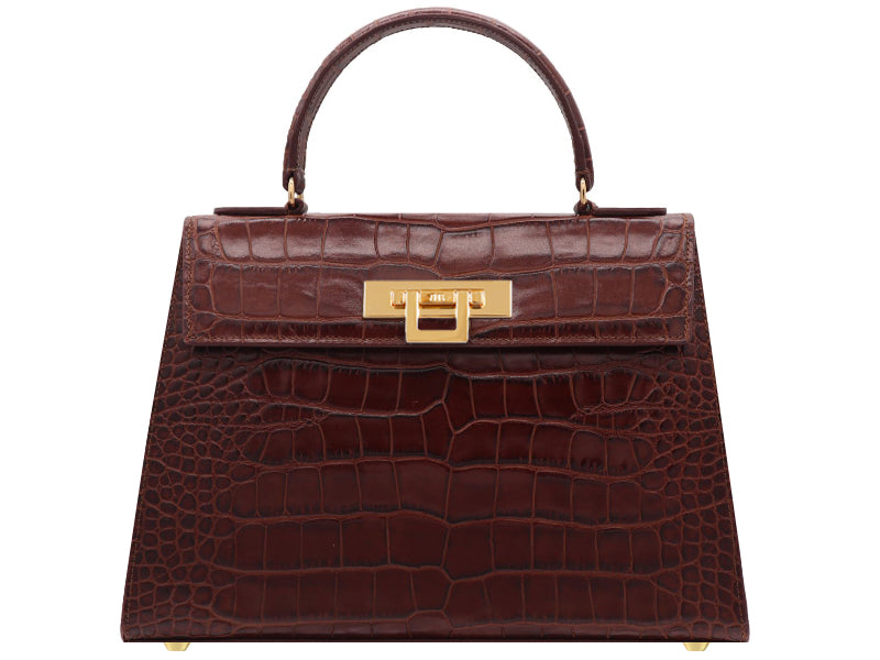 Fonteyn Large Orinoco &#39;Croc&#39; Print Calf Leather Handbag - Marron Glacé
