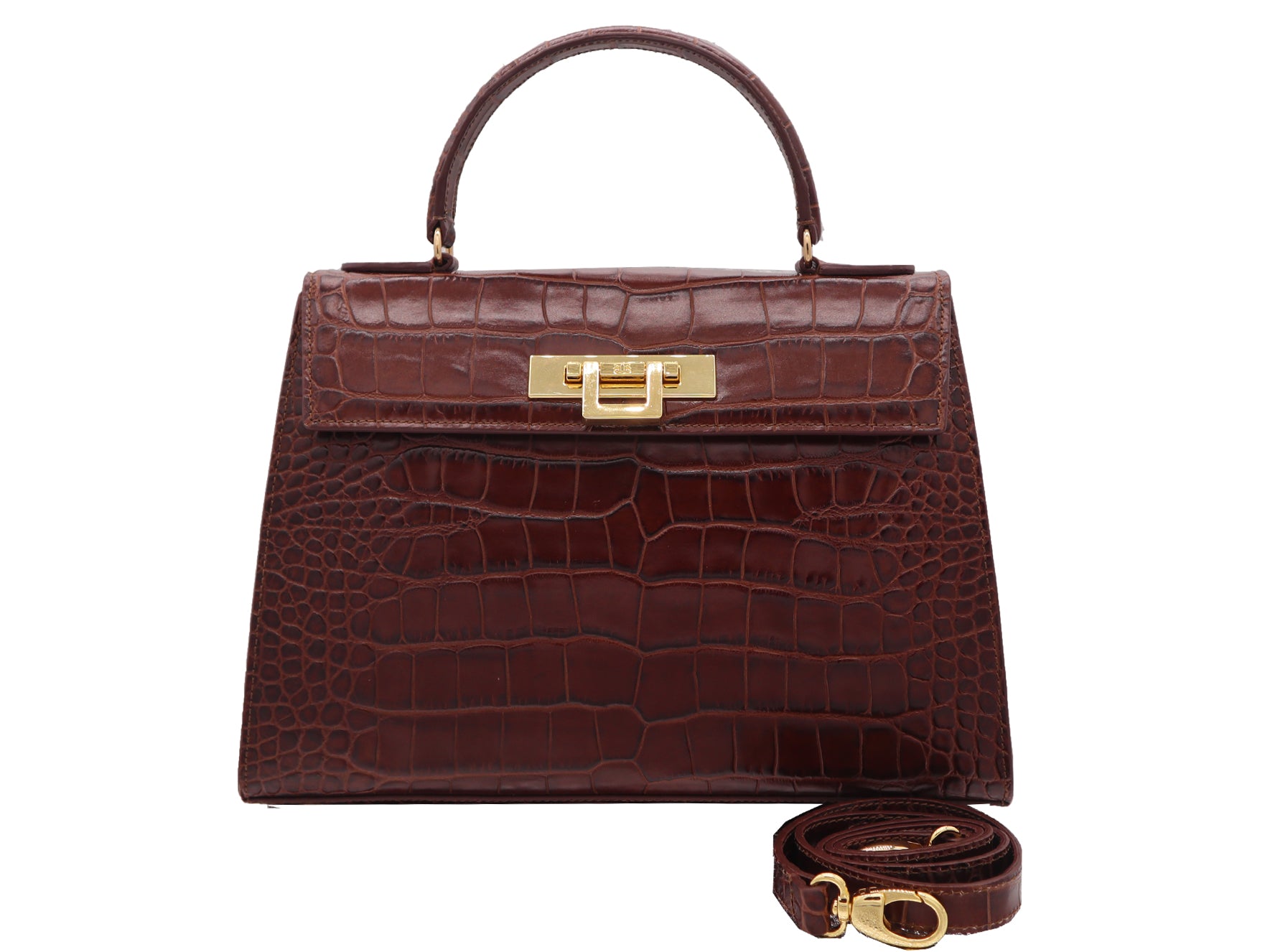 Fonteyn Large Orinoco &#39;Croc&#39; Print Calf Leather Handbag - Marron Glacé