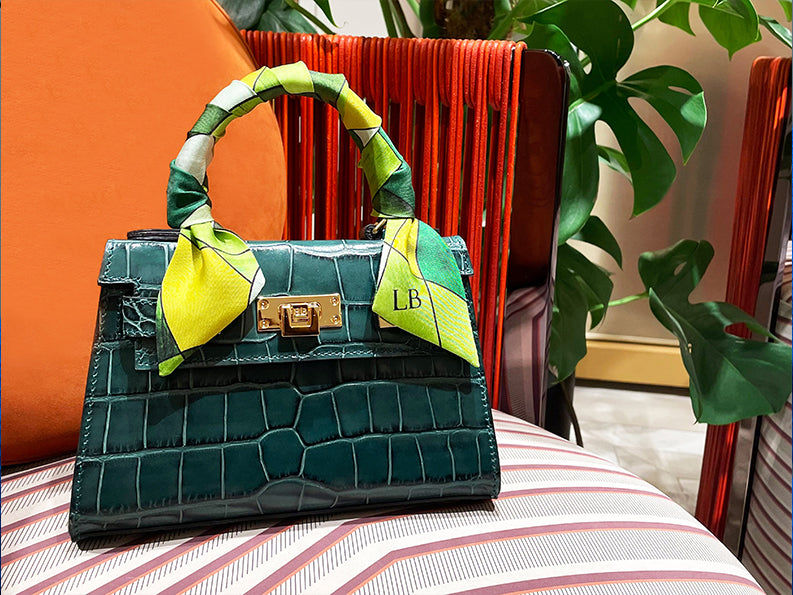Maya Mignon Orinoco &#39;Croc&#39; Print Calf Leather Handbag - Dark Green