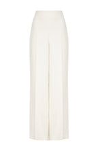 Wide Leg Trousers in Plain Ivory Faille - Paloma