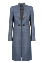 Slate Plain Raw Silk Coat - Vicky