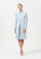 Sky Blue/Grey Silk Floral Jacquard Dress - Angie
