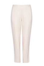 Cream Narrow Tuxedo Trousers with Silk Grosgrain Ribbon Stripe- Phoebe