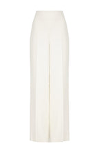 Wide Leg Trousers in Plain Ivory Faille - Paloma