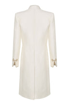Ivory Dress Coat in Summer Brocade with Cord Trim and Frogging - Vicky