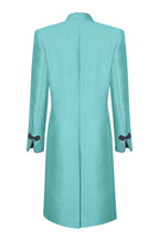 Jade Dress Coat in Summer Brocade with Cord Trim and Frogging - Vicky