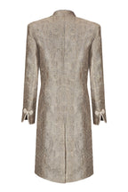 Taupe Dress Coat in Winter Brocade with Cord Trim and Frogging - Vicky