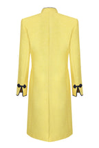 Yellow Dress Coat in Summer Brocade with Cord Trim and Frogging - Vicky