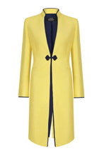Yellow Dress Coat in Summer Brocade with Cord Trim and Frogging - Vicky