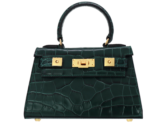 Maya Mignon Orinoco &#39;Croc&#39; Print Calf Leather Handbag - Dark Green