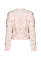Tweed Short Jacket with Fringe Edges in Cream - Carrie