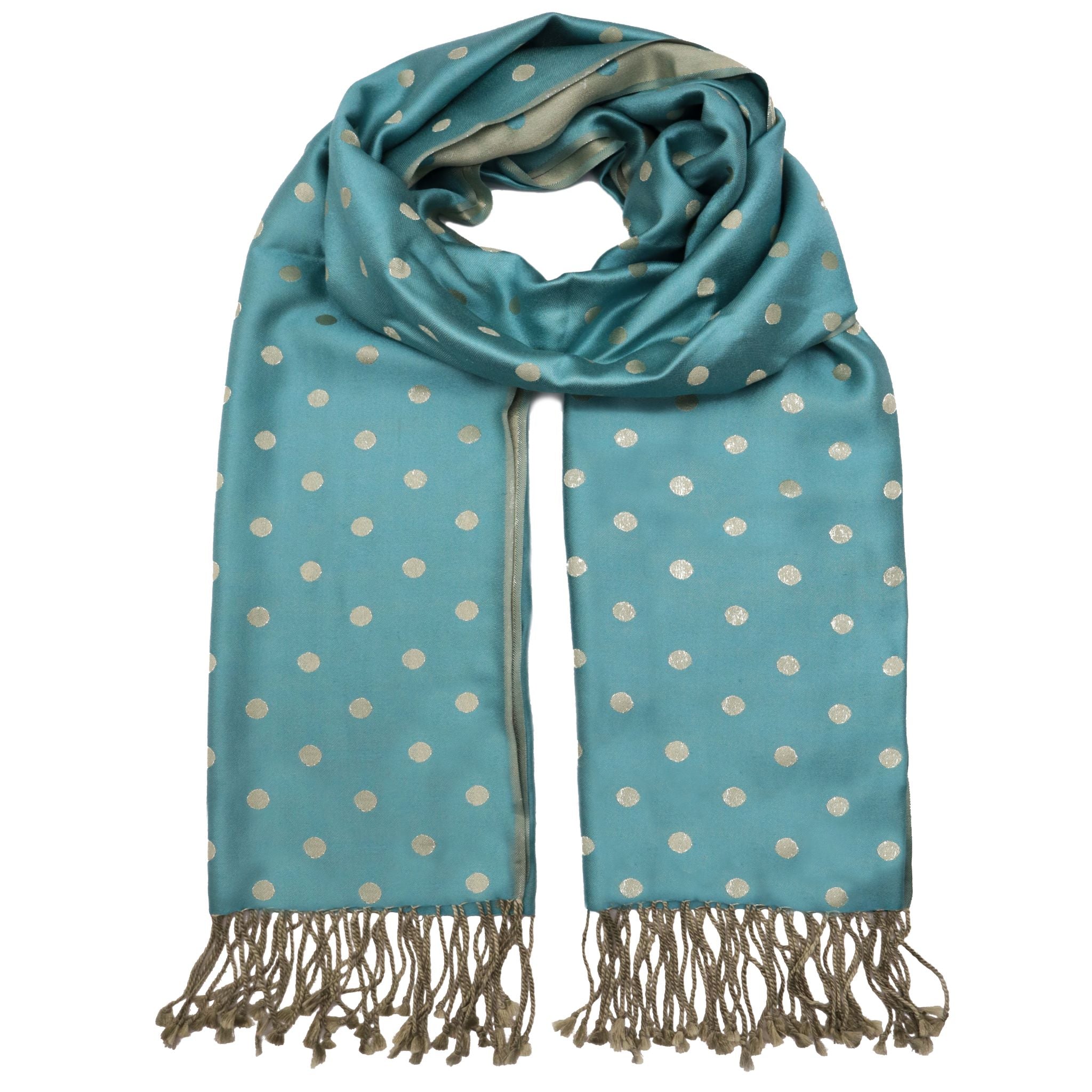 Silk Scarf with Spots - Turquoise
