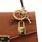 Bow and Padlock Keyring/Bag Charm - Dolomite - Tan