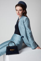 Ash Dress Coat in Summer Brocade with Cord Trim and Frogging - Vicky