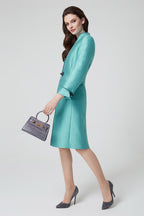 Jade Dress Coat in Summer Brocade with Cord Trim and Frogging - Vicky