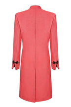 Coral Dress Coat in Summer Brocade with Cord Trim and Frogging - Vicky