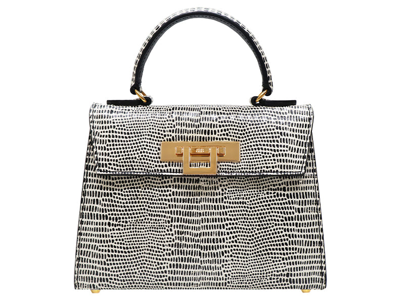 Black and best sale white snakeskin handbag