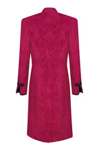 Fuchsia Dress Coat in Winter Brocade with Cord Trim and Frogging - Vicky