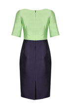 Chartreuse/Navy Sateen Dress - Amelia