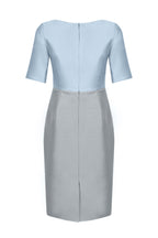 Sky Blue/Grey Sateen Dress - Amelia