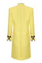 Yellow Dress Coat in Summer Brocade with Cord Trim and Frogging - Vicky