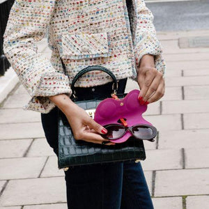 Croc print leather sunglasses holder for handbag