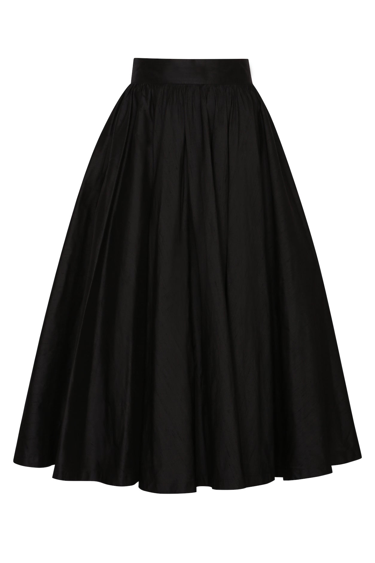Circular Silk Dupion Skirt in Black - Chrissie – Lalage Beaumont