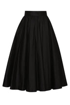 Circular Silk Dupion Skirt in Black - Chrissie