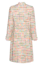 Dress Coat in Cream and Multi-Coloured Tweed - Claire