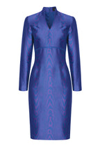 Moiré Silk Sateen Dress in Purple/Royal - Emma