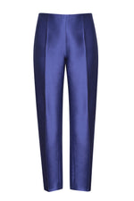 Narrow-Leg Trousers in Purple/Royal Silk Brocade - Phoebe