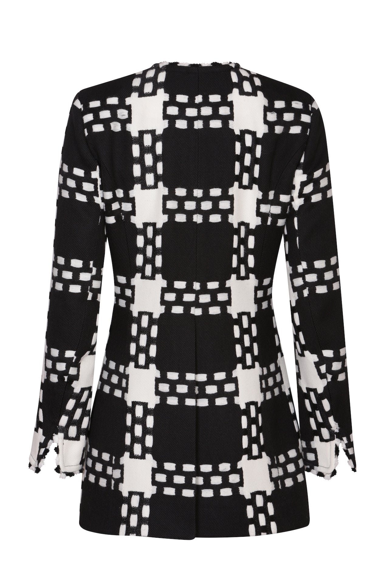 Long Jacket in Black and White Giant Check - Serena