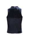 Velvet Navy Waistcoat with Mother of Pearl Buttons - Wanda