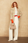Dress Coat in Cream and Multi-Coloured Tweed - Claire