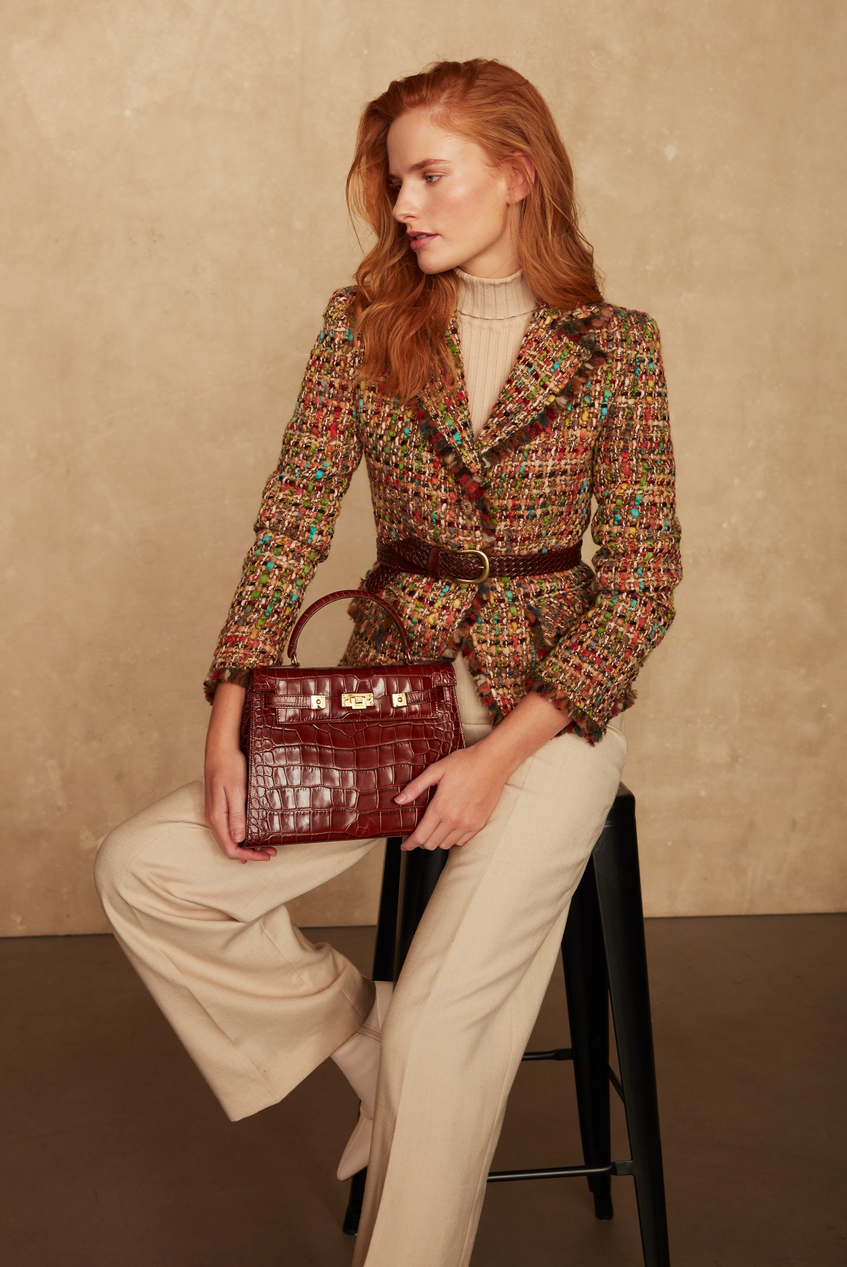 Soft Tweed Tailored Winter Jacket in Autumnal Colours - Ingrid