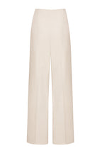 Wide Leg Trousers in Plain Beige Faille - Paloma