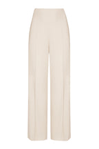 Wide Leg Trousers in Plain Beige Faille - Paloma