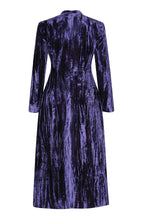 Long-Sleeved Dress with A-Line Skirt in Violet Crushed Velvet - Emilia