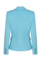 Smart Blazer Jacket in Soft Turquoise Doeskin - Inez