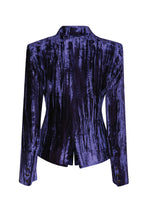 Winter Jacket in Violet Crushed Velvet - Ingrid