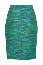 Knee-Length Straight Tweed Skirt in Bright Green and Multi Tweed - Penny