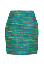 Mini Skirt in Green Striped Tweed - Penny