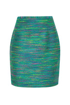 Mini Skirt in Green Striped Tweed - Penny